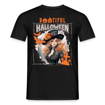 Gothic Halloween Hexe, Spruch Bootiful - Männer T-Shirt - Schwarz - Vorne - AI Model Male 178 light (178cm)