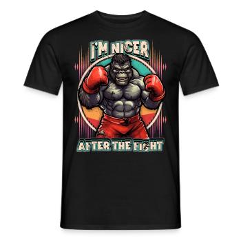 Funny Gorilla, Monkey as Boxer, Boxing Saying - Men's T-Shirt - black - Front - AI Model Male 178 light (178cm)