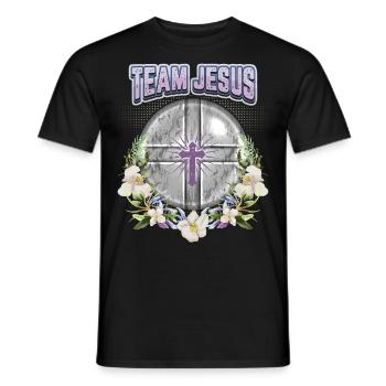 Jesus Christ Saying Vintage Orchids Team Jesus - Men's T-Shirt - black - Front - AI Model Male 178 light (178cm)