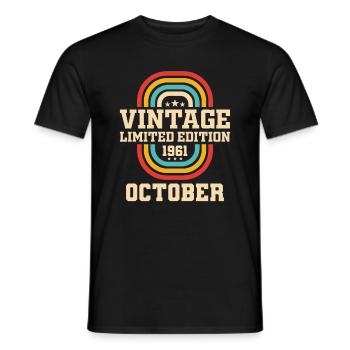 62. Geburtstag Oktober Jahrgang 1961 Vintage - Männer T-Shirt - Schwarz - Vorne - AI Model Male 178 light (178cm)