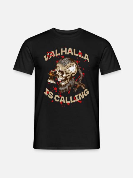 TSHIRT FÜR WIKINGER VALHALLA IS CALLING - Männer T-Shirt - Schwarz