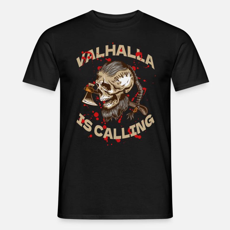 TSHIRT FÜR WIKINGER VALHALLA IS CALLING - Männer T-Shirt - Schwarz