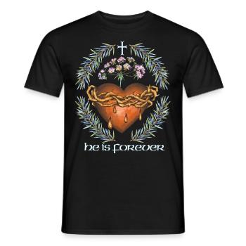 Jesus, Jesus Christus, Herz mit Dornenkrone - Männer T-Shirt - Schwarz - Vorne - AI Model Male 178 light (178cm)