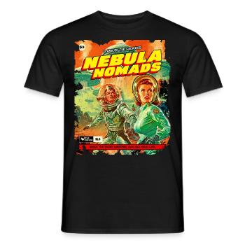 Comicstrip, 50er Jahre Comic, Nebula Nomaden - Männer T-Shirt - Schwarz - Vorne - AI Model Male 178 light (178cm)