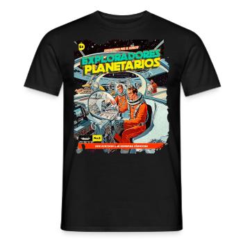 Bande dessinée, Bande dessinée, Années 50, Aventure spatiale - T-shirt homme - noir - Devant - AI Model Male 178 light (178cm)