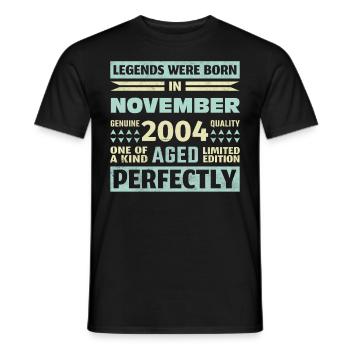 19e anniversaire Novembre Millésime 2004 Millésime - T-shirt homme - noir - Devant - AI Model Male 178 light (178cm)