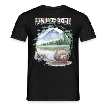 Slow Mountain Hiking Mountains Hiking Funny Saying - Men's T-Shirt - black - Front - AI Model Male 178 light (178cm)