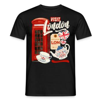 Visit London England, Großbritannien Spruch - Männer T-Shirt - Schwarz - Vorne - AI Model Male 178 light (178cm)