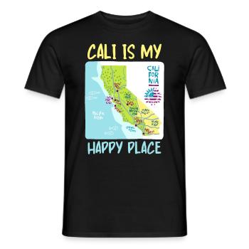 Californie, Californie Amour, Carte, Dicton - T-shirt homme - noir - Devant - AI Model Male 178 light (178cm)