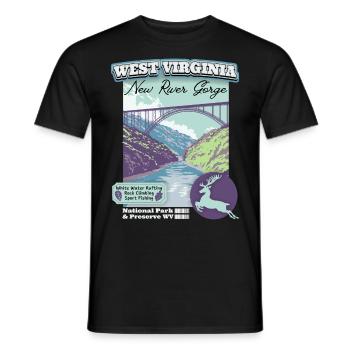 West Virginia Vintage, New River Gorge, WPA Poster - Men's T-Shirt - black - Front - AI Model Male 178 light (178cm)