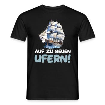 Auf zu neuen Ufern Segeln Segelschiff - Männer T-Shirt - Schwarz - Vorne - AI Model Male 178 light (178cm)