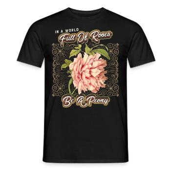 Lustiger Spruch, vintage botanische Pfingstrose - Männer T-Shirt - Schwarz - Vorne - AI Model Male 178 light (178cm)