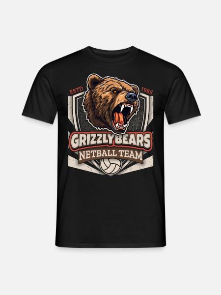 Netball, Grizzly Bears Team, Grizzlybären Logo - Men's T-Shirt - black
