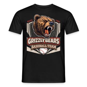 Baseball, Grizzly Bears Team, Grizzlybären Logo - Men's T-Shirt - black - Front - AI Model Male 178 light (178cm)