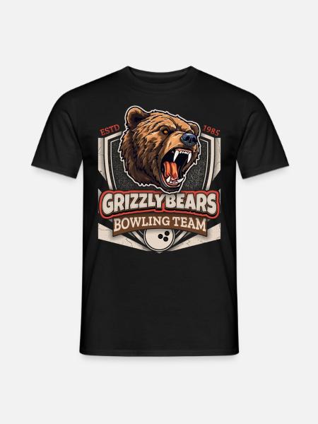 Bowling, Grizzly Bears Team, Grizzlybären Logo - Männer T-Shirt - Schwarz