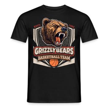 Basketball, Grizzly Bears Team, Grizzlybären Logo - Männer T-Shirt - Schwarz - Vorne - AI Model Male 178 light (178cm)