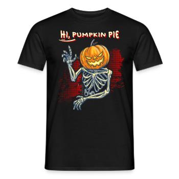 Funny pumpkin, skeleton and skull, saying - Men's T-Shirt - black - Front - AI Model Male 178 light (178cm)