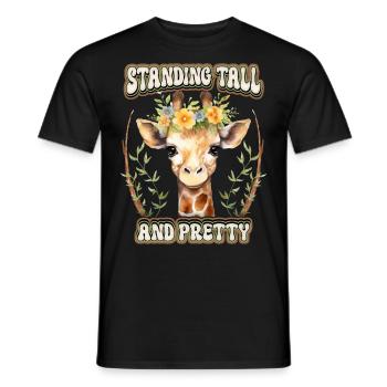 Lustige Giraffe mit Blumen, Spruch, Motivation - Männer T-Shirt - Schwarz - Vorne - AI Model Male 178 light (178cm)