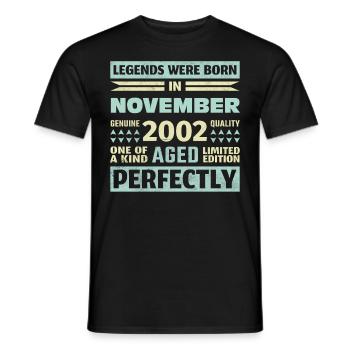 21e anniversaire Novembre Millésime 2002 Millésime - T-shirt homme - noir - Devant - AI Model Male 178 light (178cm)