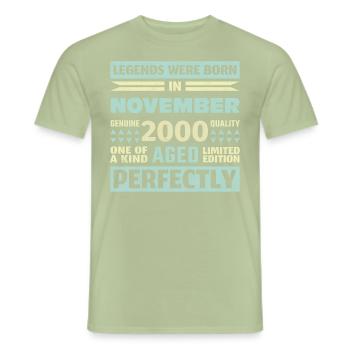 23rd Birthday November Vintage 2000 Vintage - Men's T-Shirt - sage - Front - AI Model Male 178 light (178cm)