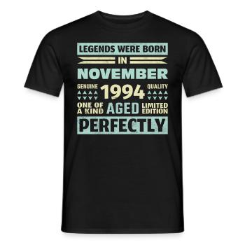 29th Birthday November Vintage 1994 Vintage - Men's T-Shirt - black - Front - AI Model Male 178 light (178cm)