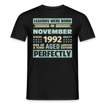 31st Birthday November Vintage 1992 Vintage - Men's T-Shirt - black - Front - AI Model Male 178 light (178cm)