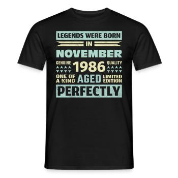37th Birthday November Vintage 1986 Vintage - Men's T-Shirt - black - Front - AI Model Male 178 light (178cm)