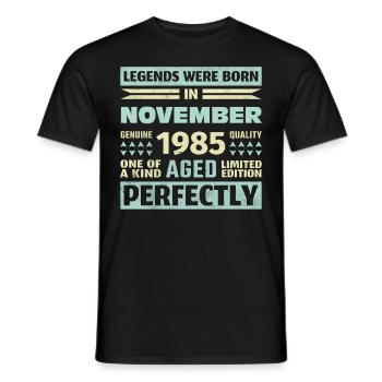 38th Birthday November Vintage 1985 Vintage - Men's T-Shirt - black - Front - AI Model Male 178 light (178cm)