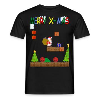 Merry xmas World-Weihnachten-Retro Style Vers.1 - Männer T-Shirt - Schwarz - Vorne - AI Model Male 178 light (178cm)