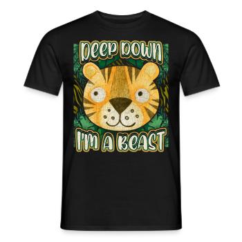 Lustiger Tiger Spruch, Kawaii Dschungel Tiger - Männer T-Shirt - Schwarz - Vorne - AI Model Male 178 light (178cm)