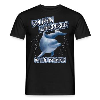 Funny Dolphin Saying, Dolphin Whisperer - Men's T-Shirt - black - Front - AI Model Male 178 light (178cm)