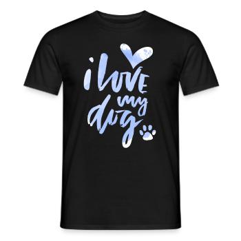 Chien, je-aime-mon-chien, chien-maman, chien-papa disant - T-shirt homme - noir - Devant - AI Model Male 178 light (178cm)