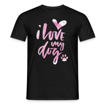Chien-maman, chien-papa disant, chien, je-aime-mon-chien - T-shirt homme - noir - Devant - AI Model Male 178 light (178cm)
