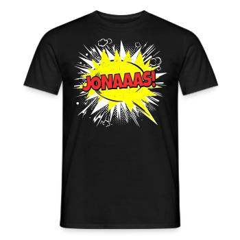 Jonah's Name Funny Speech Bubble Jonaaas! - Men's T-Shirt - black - Front - AI Model Male 178 light (178cm)