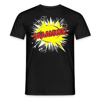 Samuel Nom drôle de bulle de dialogue Saaamuel ! - T-shirt homme - noir - Devant - AI Model Male 178 light (178cm)