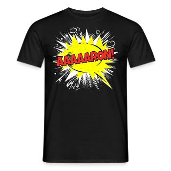 Aaron Name Lustige Sprechblase Aaaaaron! - Männer T-Shirt - Schwarz - Vorne - AI Model Male 178 light (178cm)