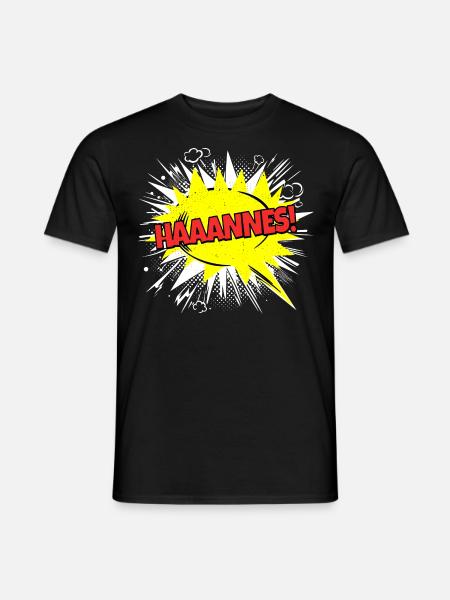 Hannes Name Lustige Sprechblase Haaannes! - Männer T-Shirt - Schwarz