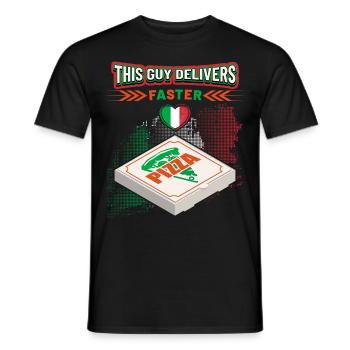 Lustiger Pizza Spruch für Pizza Lieferant - Männer T-Shirt - Schwarz - Vorne - AI Model Male 178 light (178cm)