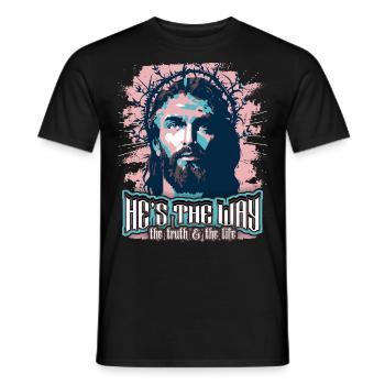 Jesus Christus mit Dornenkrone christlicher Spruch - Männer T-Shirt - Schwarz - Vorne - AI Model Male 178 light (178cm)