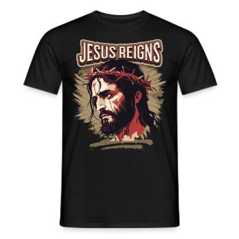 Jesus Passionsweg Christus mit Dornenkrone - Männer T-Shirt - Schwarz - Vorne - AI Model Male 178 light (178cm)