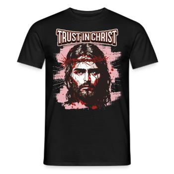 Jesus Christus mit Dornenkrone christlicher Spruch - Männer T-Shirt - Schwarz - Vorne - AI Model Male 178 light (178cm)