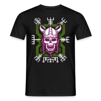 Totenkopf Wikinger-Logo, Wikinger-Design, Vegvisir - Männer T-Shirt - Schwarz - Vorne - AI Model Male 178 light (178cm)