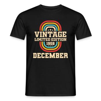 65th Birthday December Vintage 1958 Vintage - Men's T-Shirt - black - Front - AI Model Male 178 light (178cm)