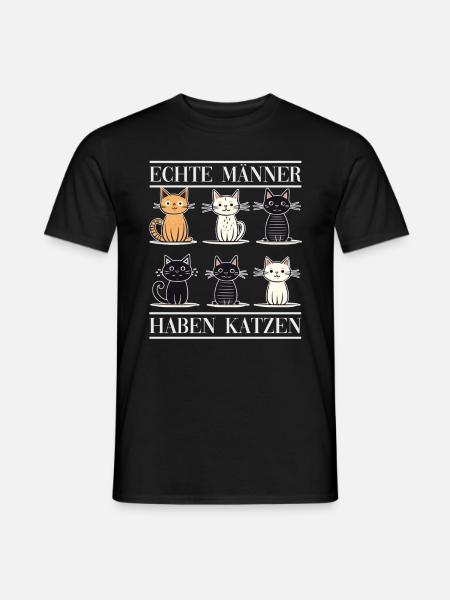 Echte Männer haben Katzen - Männer T-Shirt - Schwarz