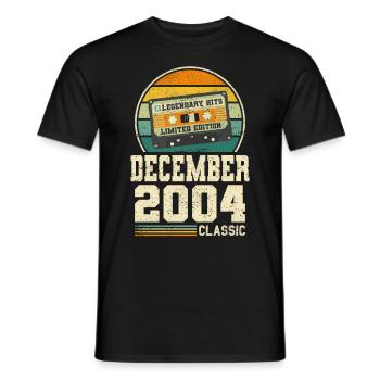 19th Birthday December Vintage 2004 Vintage - Men's T-Shirt - black - Front - AI Model Male 178 light (178cm)