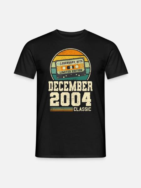 19th Birthday December Vintage 2004 Vintage - Men's T-Shirt - black