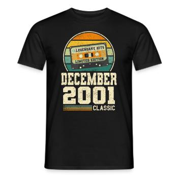 22. Geburtstag Dezember Jahrgang 2001 Vintage - Männer T-Shirt - Schwarz - Vorne - AI Model Male 178 light (178cm)