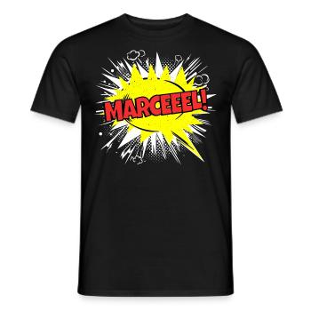 Marcel nom drôle bulle de discours Marceeel ! - T-shirt homme - noir - Devant - AI Model Male 178 light (178cm)