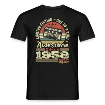 Jahrgang 1958 Original Retro Jubiläumsgeschenk - Männer T-Shirt - Schwarz - Vorne - AI Model Male 178 light (178cm)