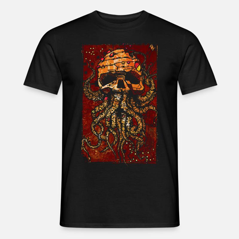 Schädel mit Tentakeln - Männer T-Shirt - Schwarz